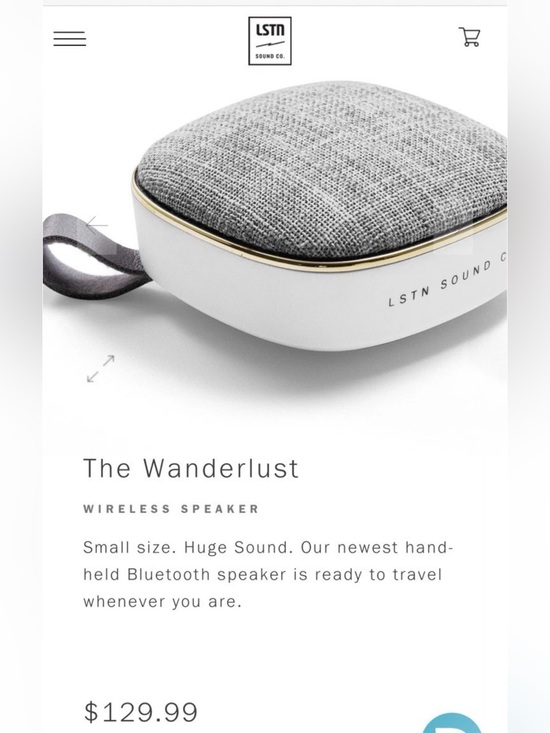 Wanderlust Other - Wanderlust Portable Speaker by Wanderlust — White Fabric with Gold Trim